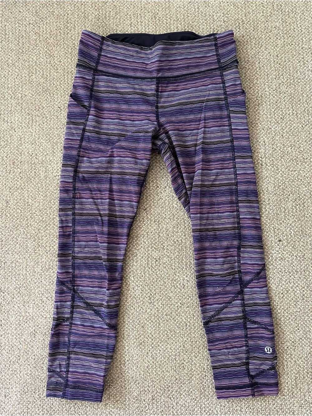 lululemon athletica Purple Striped Women’s Cropped Leggings